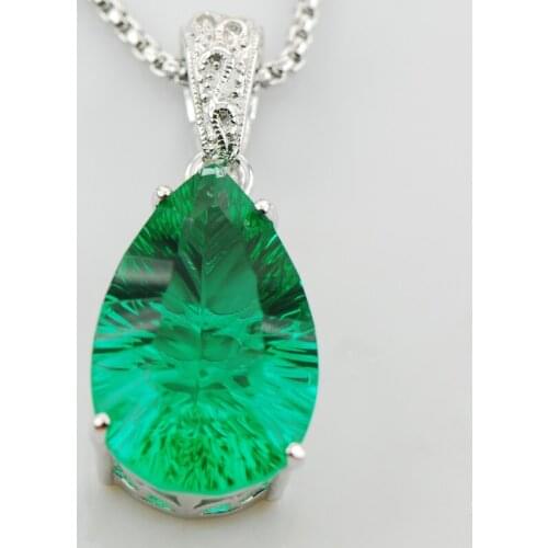 Huge Concave Cut Green Crystal Zircon 925 Sterling Silver Pendant TE565