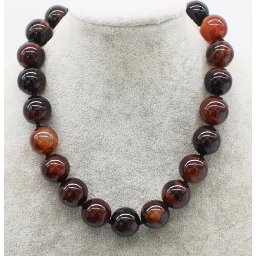 Wholesale red black dream agate round 18mm necklace 18inch FPPJ nature beads
