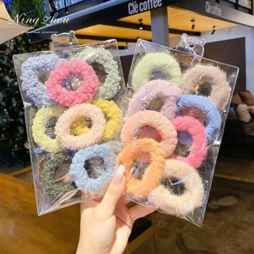 FACEINS Autumn Cute Lamb Hair Rope For Women Plush Large Intestine Hair Ring Female Simple Ball Head Rubber Band Tie Hair