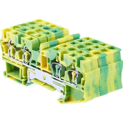 PE Din Rail Terminal Blocks ST-4-QUATTRO PE Connectors Return Pull Type Four Conductor Spring Ground Wire Conductor 10PCS