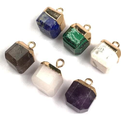 Natural Stone Rose Quartzs Lapis Lazuli Pendants Charms For Jewelry Making DIY Accessories Fit Necklaces Earring Size 10x15mm