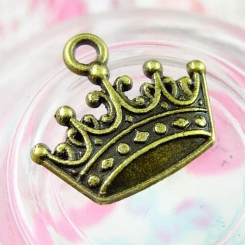60pcs Antique Bronze Plated 18*15.6MM Crown Charms Pendant For Jewelry Making DIY Jewelry Findings