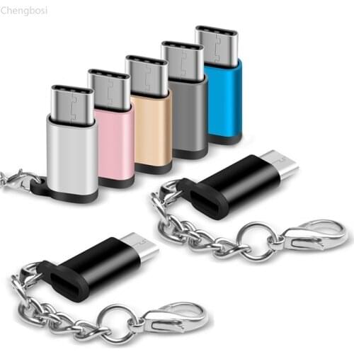 Portable Anti-lost Keychain USB-C To Micro USB Adapter Female Adapter Converter USB 2.0 for Samsung Huawei Dropshipping