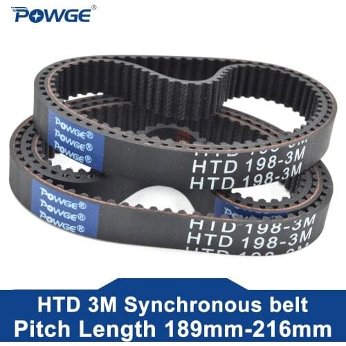 POWGE Arc HTD 3M Timing belt C= 180 183 186 189 width 6/9/15mm Teeth 60 61 62 63 HTD3M synchronous 180-3M 183-3M 186-3M 189-3M