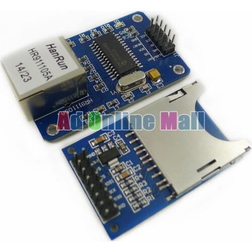 ENC28J60 Ethernet LAN Network Module Schematic 51 AVR LPC For Arduino + SD Card Module Slot Socket Reader ARM MCU 5Set/Lot