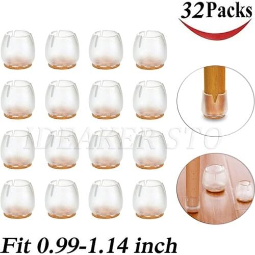 32PCS Silicone Chair Legs Caps Floor Protector Round Furniture Table Feet Covers