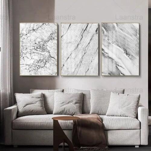 Modern Abstract Decorative Canvas Painting Gray White Marble Texture Art Wall Picture Print and Poster Home Decor For LivingRoom