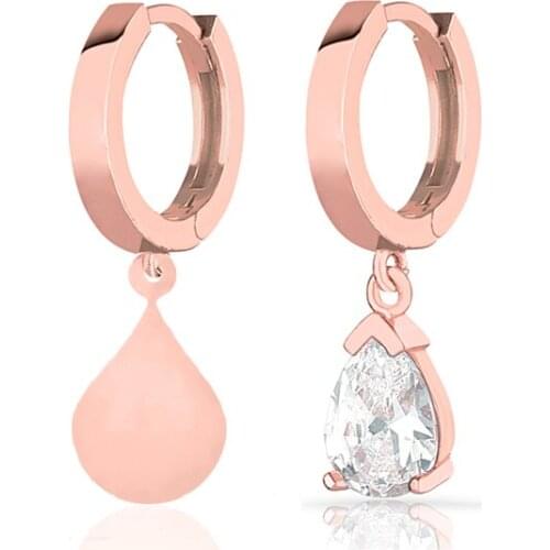 Stylish Womens 925 Sterling Silver Jewelry Rose Gold Plated Earrings with Zircon