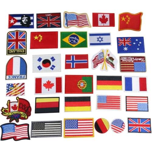 Nation Flag Iron on Patches Embroidery Badges Patch Clothing Thermoadhesive Patches DIY Sewing Supplies Embroidered Appliques