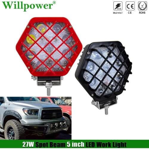 Offroad Car 5D Convex Lens 5" 27W LED Work Light Spotlights For Jeep JK 4x4 SUV ATV UTV SUV Pickup Grille Fog Lamp