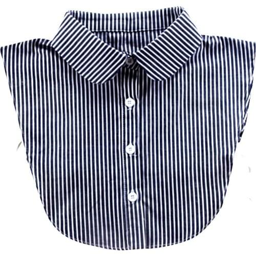 YSMILE Y Fashion Women Blue White Black Striped Fake Collar Adjust Female Suit Sweater Decoration Collar Office Lady Accessories