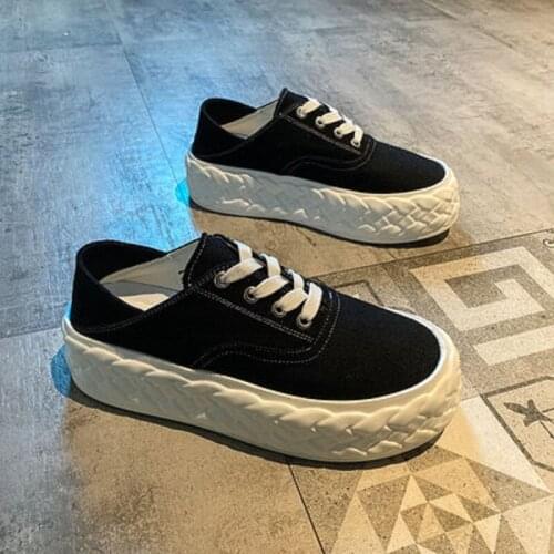 Canvas shoes women 2021 new spring and autumn Korean version of thin section wild breathable sports platform platform shoes