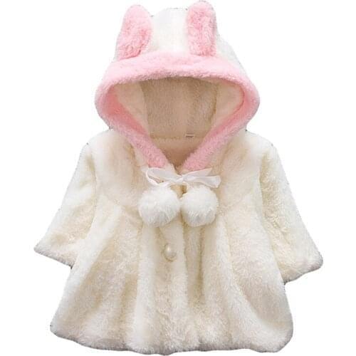Baby Infant Girls Faux Fur Winter Warm Coat 2019 Thick Warm Cloak Jacket Kid Clothes Baby Girl Cute Hooded Long Sleeve Outerwear