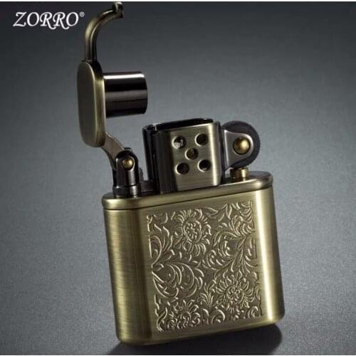 Zorro Kerosene Lighter Windproof Old Retro Pure Copper Tang grass Z506 Gasoline Oil Lighter