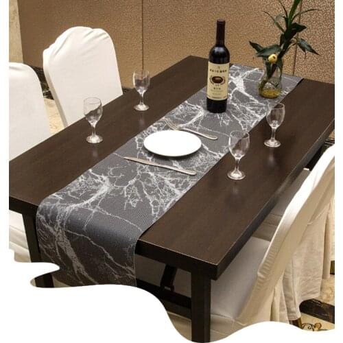 1PC Marble Grain Table Runner PVC Coffee Table Mat Minimalist Table Fashion Personality Home Living Room Table Flag QA 160
