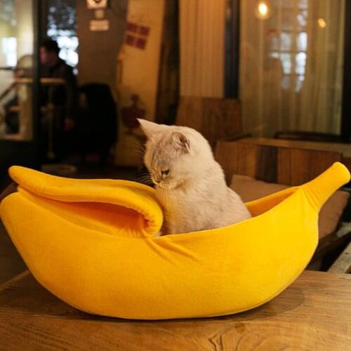 2018 New Pet Cat House for Small Large Dog Cat Bed Banana Shape Dog House Cute Pet Kennel Nest Warm Dog Sofas Cat Sleeping Bed