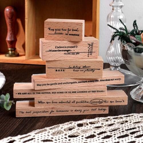 7Pcs/Set Vintage English Paragraph Stamp DIY Wooden Rubber Stamps For Scrapbooking Stationery Scrapbooking Standard Stamp