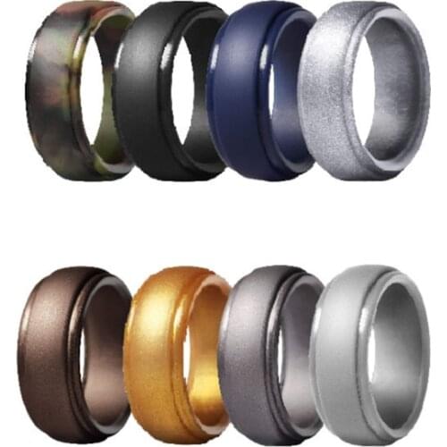 8 Colors/set Silicone Rings Men Wedding Rubber Bands for Husband Flexible Fit perfectly Outdoor Silicone Finger Ring