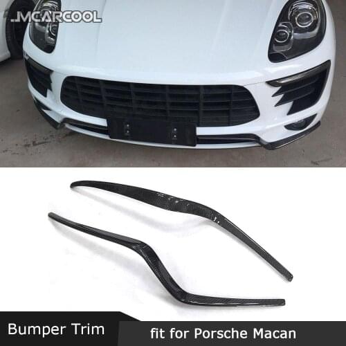 Fit For Porsche Macan 2014-2017 Front Bumper Trim Garnish Eyelids Real Carbon Fiber Decoration Air Knife Strips