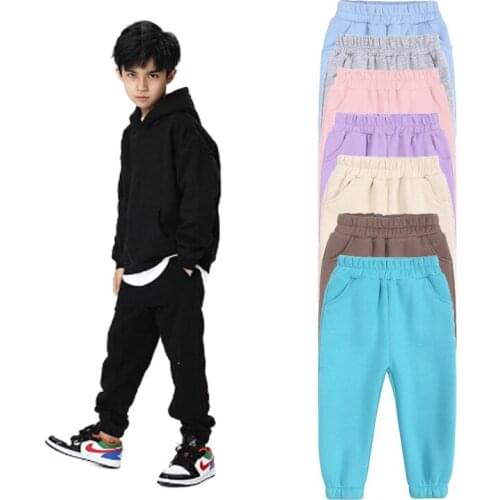 Kids Pants Boys Solid Long Pants Autumn Sports Trousers Casual Spring Teen Girls Elastic Waist Children Clothes For 12M-13yrs