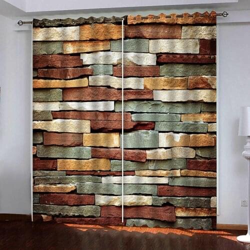 Colored stone background wall Window Blackout Luxury 3D Curtain For Bedroom Living room Hotel kitchen decoration
