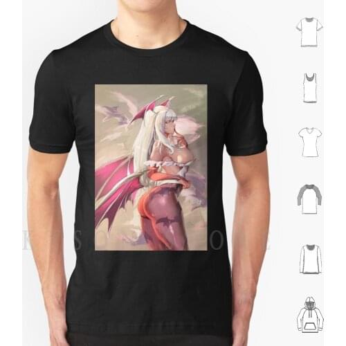 Morrigan ( White ) T Shirt Diy Big Size Cotton Morrigan Succubus Pinup Sexy Girls Big Ass Curvy Breasts Thicc Thick Thighs