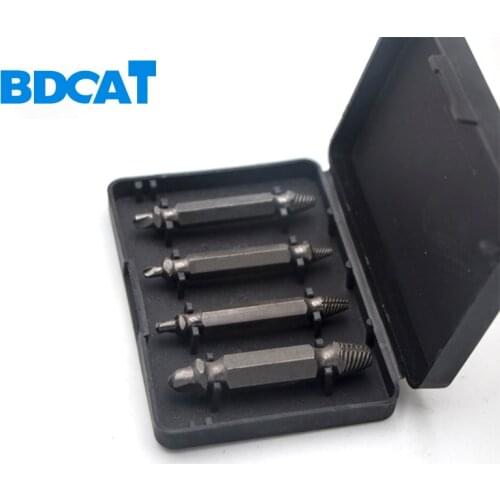 BDCAT Broken Bolt Remover Easy Out Home Tools 4pcs/set Screw Extractor Drill Bits Guide Set Woodworking tool with plastic box