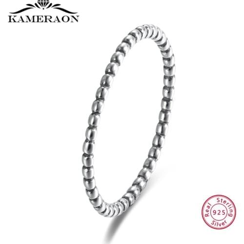 Classical Genuine 925 Sterling Silver Small Round Beads Finger Rings for Women Sterling Silver Jewelry Gift for Women