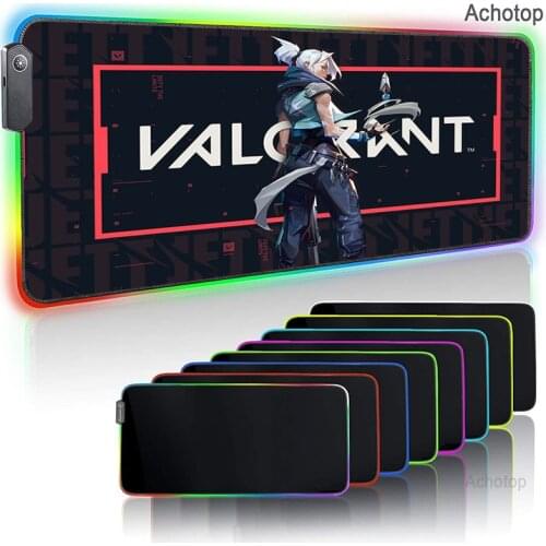 Valorant RGB Computer Luminous Gaming Mousepad Colorful Large Glowing LED Extended Illuminated Keyboard XXL Desk Mat Mouse Pad