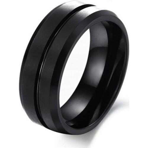 Fashion Tungsten Steel Ring Electroplating Black Slotted Men and Women Ring Accessories