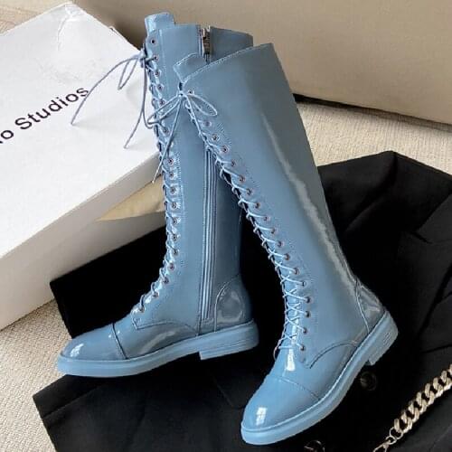 Fashion Knee High Boots Women Genuine Leather Flats Western Long Chelsea Boots Female 2021 Autumn Winter Party Shoes Woman