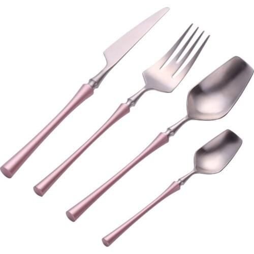 4pcs Golden Cutlery Set Stainless Steel Kitchen Utensils Sets Fork Spoons Knife Teaspoons Dinnerware Tableware Sets Wholesale