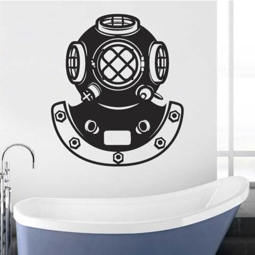 Retro Submarine Wall Sticker Underwater Diving Diver Bathroom Decor Waterproof Helmet Marine Style Stickers Removable Home Decor