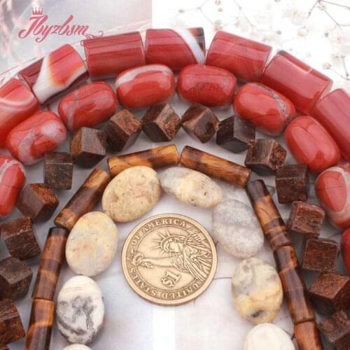 Natural Coin Square Rondelle Agates Jaspers Stone Natural Stone Spacer Beads For DIY Women Necklace Bracelet Jewelry Making 15"