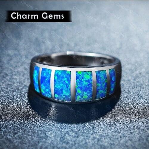 Wholesale 925 jewelry Cute Simple Jewelry blue Fire Opal Champagne Crystal from Swarovskis Ring For Women Christmas gifts