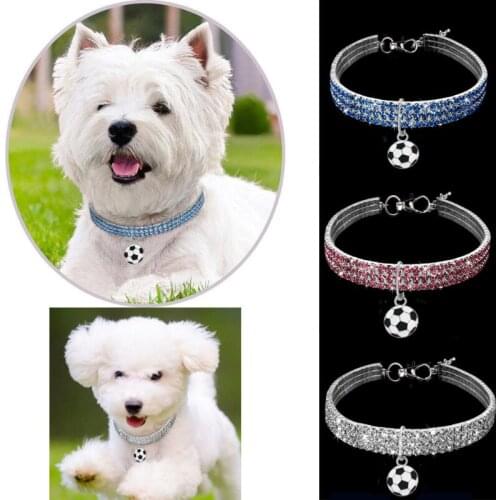 Collar Dog Crystal Flash Rhinestone Pet Collar Football Necklace Small and Medium-sized Dog Cat Chihuahua Pug Collar Accessorie