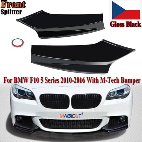 MagicKit Gloss Black Front Bumper Splitters For BMW F10 5 Series 535i 528i 11-16 M Sport
