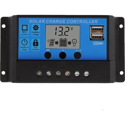 10A 20A 30A 12V 24V intelligence Solar cells Panel Battery Charge Controller Regulators LCD Display with 5V USB