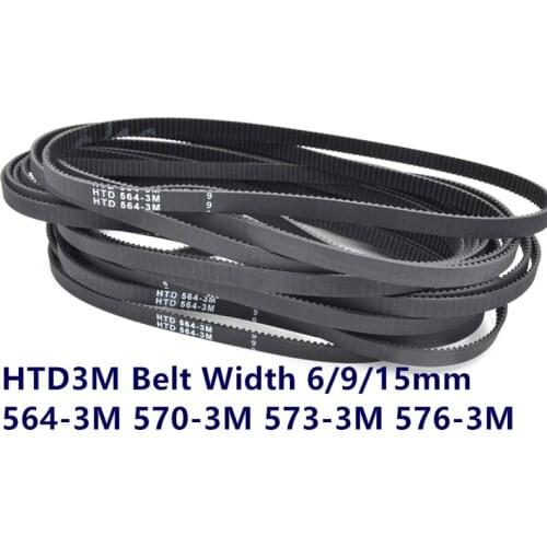 HTD 3M Timing belt C= 564 570 573 576 width 6/9/10/15mm Teeth 188 190 191 192 HTD3M belt synchronous 564-3M 570-3M 573-3M 576-3M