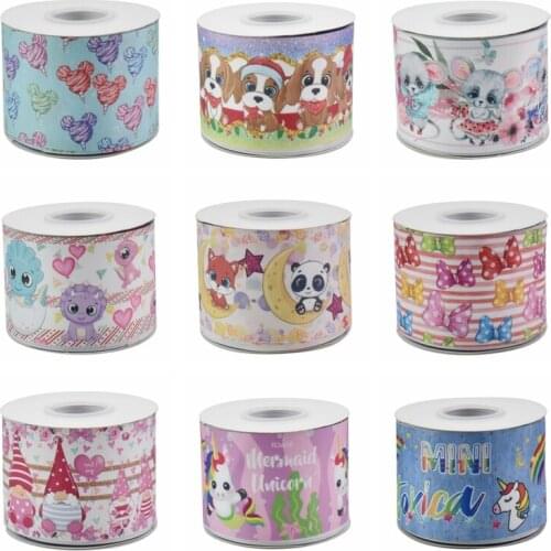 22MM 25MM 38MM 50MM 75mm Printed Pattern on Grosgrain Ribbon for diy ribbon