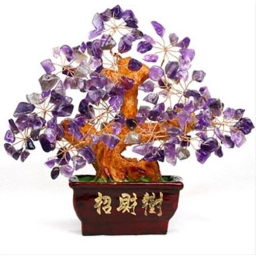 Lucky tree!!! Natural purple amethyst crystal gem tree reiki