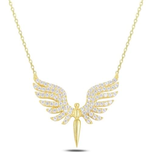 Silver 925 Sterling Zircon Stone Angel Pendant