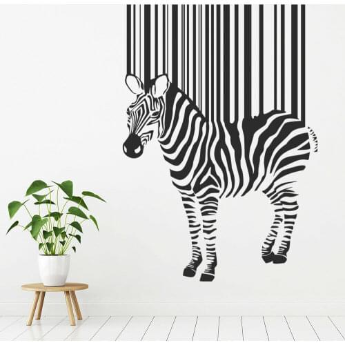 Barcode Wall Decal Zebra Abstract Art Animals Mural Zoo Theme Kids Bedroom Nursery Interior Decor Vinyl Window Stickers M887