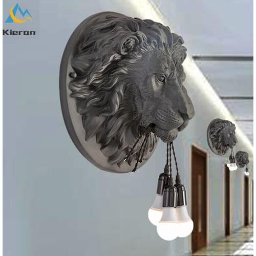 Nordic Majestic Bite Line Lion Wall Lamps Bedroom Living Room Dining Room Coffee Bar Nightclub Wall Light Room Decor Animal Lamp