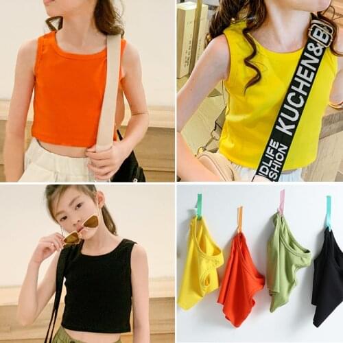 Girls Sport Vest 2021 New Summer Children Outer Wear Sleeveless T-shirt Kids Dance Sling Sleeveless Top