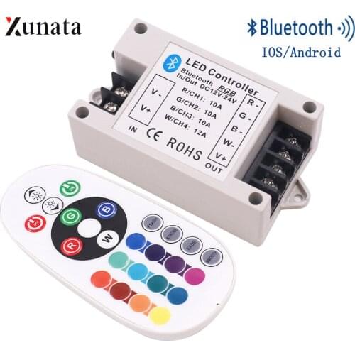 DC12-24V RGB RGBW LED Strip Bluetooth Controller BT Wireless Led Strip Light Android/IOS Controller Bluetooth 4.0 24Key Control