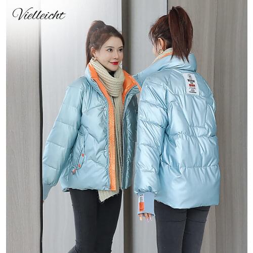 Vielleicht New 2021 Women Short Jacket Winter Thick Stand Collar Cotton Padded Coats Female Loose Parkas Ladies Casual Jacket