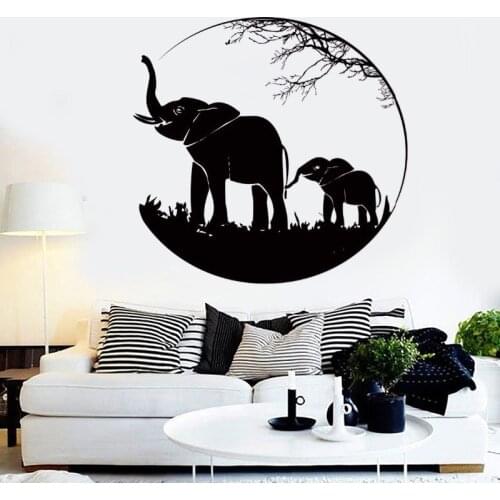 Elephants Vinyl Wall Decals African Animal Home Decoration Art Murals Waterproof Livingroom Room Decor Stickers Poster DW9869