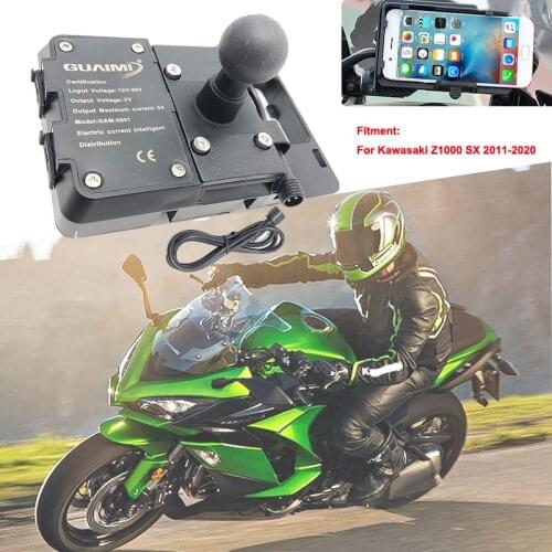 Motorcycle USB Charger Mobile Phone Holder Stand GPS Navigation Bracket For Kawasaki Z1000 SX Z1000SX 2011-2020 2016 2017 2018