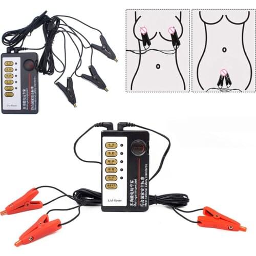 BDSM Electric Shock Nipple Clamps E-stim Clitoris Clip Stimulator Labia Clips Sex Game Breast Massage SM Flirting Toy For Couple